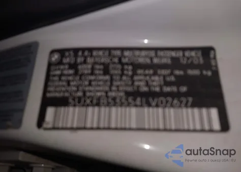 2004 BMW X5 4.4I z USA, uszkodzony, nr VIN 5UXFB53554LV02627